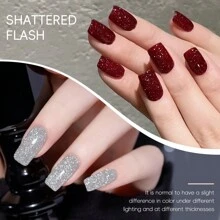 XEIJAYI 2 件 15ml 反光闪光凝胶指甲油适用于圣诞指甲银红色全息凝胶指甲油套装 UV LED 浸泡指甲油家庭 DIY 美甲沙龙清漆 - 彩色 - 查看 3