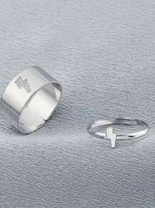 Valentine's Day Gift Versatile Luxury Retro Couple Rings Hollow Plane Heart Fashion Ring Open Design Women Accessory - Multicolor - View 10