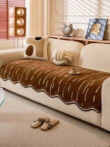 1 件装雪尼尔沙发座垫套，现代不对称造型防尘防滑保护沙发垫，可洗，保暖防褪色，宠物友好，适用于卧室、办公室、客厅、L 型沙发 1/2/3/4 座位 - 卡其色 - 查看 7