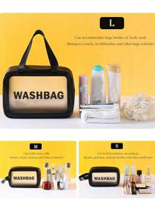 1 Stück beschrifteter Make-up Beutel, Damen Reise Kosmetiktasche, wasserfeste Kulturtasche, Make-up Organizer mit großem Fassungsvermögen, transparente Kulturtasche, geeignet für Badezimmer, Wohnheim, Kreuzfahrt, Strand, Urlaub, Sommerferien