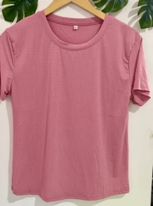 COLD MESH T-SHIRT ROUND NECK POLYAMIDE FITNESS SPORTS - 乾枯玫瑰色 - 查看 2