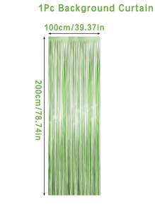 1/2/3件套浅绿色金属丝流苏帘，派对背景装饰，金属箔流苏背景幕布，节日生日派对用品，性别揭晓派对，迎婴派对，新娘送礼会装饰 - 淺綠色 - 查看 10