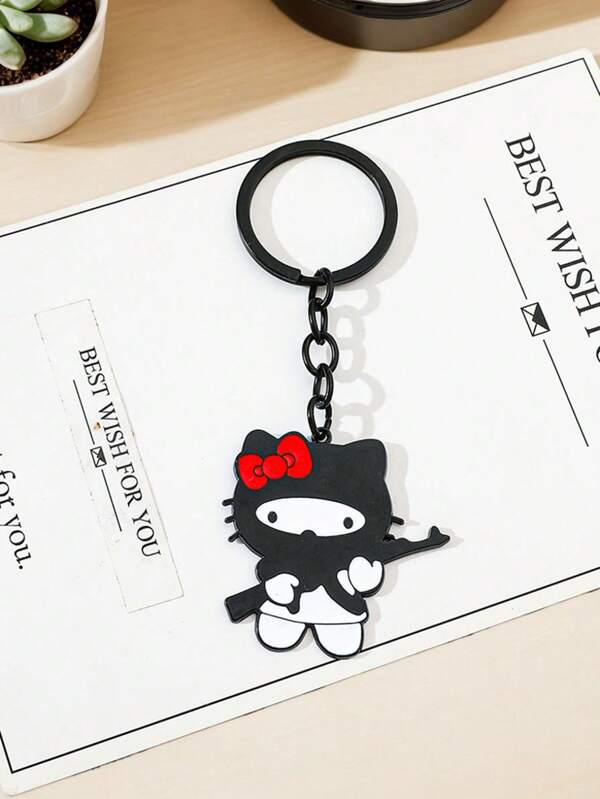 Sanrio Sanrio 1pc Sanrio Hello Kitty Cartoon Cat Keychain, Creative Bandit Style Personalized Cat Keyring Bag Charm Gift,Robber Style,Quirky Bandit