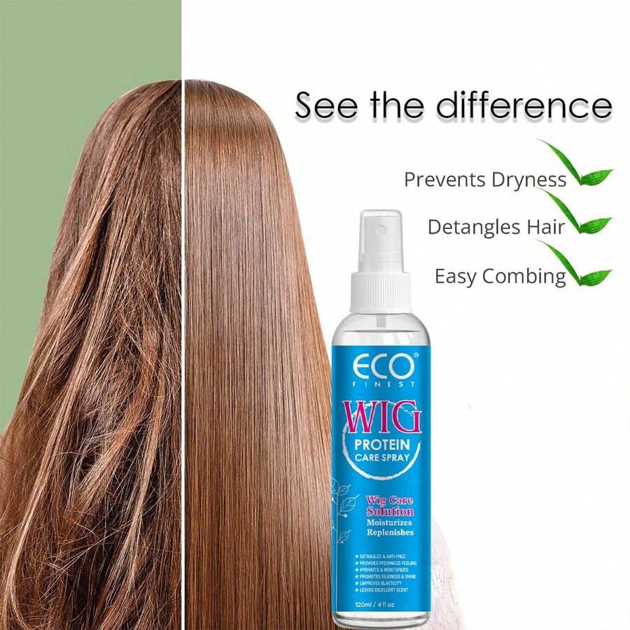 WIG PROTEIN CARE SPRAY - Synthetic Wig Care Solution (Original),Promotes Silkiness And Shine, Detangle Wig & Easy Combing, Provides Freshness Feeling,Human Hair Wig Leave In Conditioner Spray, PH6, Detangler & Easy Combing, Promoting Silkiness, Shine & Freshness, Preventing Dryness - 120ML - 查看 1
