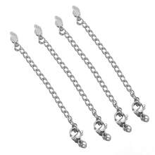 10pcs Stainless Steel Extension Chain With Lobster Clasp, Suitable For DIY Jewelry Making, Necklaces And Bracelets