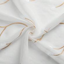 1 pieza Cortina blanca semi-transparente similar al lino con un patrón bordado floral, apta para la sala de estar y el dormitorio - Multicolor - Ver 8