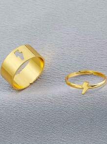 Valentine's Day Gift Versatile Luxury Retro Couple Rings Hollow Plane Heart Fashion Ring Open Design Women Accessory - Multicolor - View 9