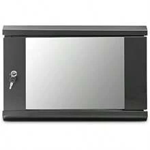 6U 450mm Deep Wall Mounted 19 Inch Black Storage Rack For Home Office Server Room Computer Equipment With Glass Door Removable Side Panels Front Rear Lockable - Black1 - View 1