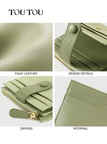 TOUTOU Origineel schattig gespontwerp rits korte portemonnee minimalistische retro kaarthouder portemonnee meerdere kaartvakken en portemonnees draagbare RFID-blokkerende clutch creditcardhouder en munt 2543 voor vrouwen portemonnee portemonnee portemonnee kleine portemonnee