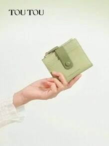 TOUTOU Origineel schattig gespontwerp rits korte portemonnee minimalistische retro kaarthouder portemonnee meerdere kaartvakken en portemonnees draagbare RFID-blokkerende clutch creditcardhouder en munt 2543 voor vrouwen portemonnee portemonnee portemonnee kleine portemonnee