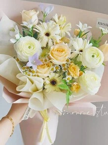 40 件/包小号一次性牛奶玫瑰花束包装纸，插花包装材料，优雅简约的花卉衬里