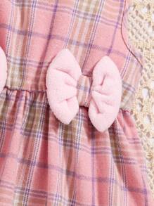 2 件套女婴棕色短夹克和休闲格子连衣裙,秋冬 - 粉色 - 查看 8