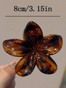 2 piezas Clips de cabello de plástico de flores con degrade de color negro y ámbar de 8cm/3.15in, accesorios de cabello elegantes y minimalistas de unicolor, adecuados para uso diario, casual, fiesta, viajes - para peinados, lavado de cara, maquillaje, combinar con atuendos, garras de gato, pinzas para el cabello