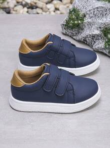 1 Pair Unisex Children Hook And Loop Casual Comfortable Non-Slip Flat Sneakers, Suitable For Outdoor Wear All Seasons