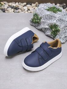 1 Pair Unisex Children Hook And Loop Casual Comfortable Non-Slip Flat Sneakers, Suitable For Outdoor Wear All Seasons