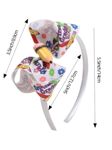 1pc New Colorful Pencil Bow Headband, Cute Children Hair Accessories For Back To School Ceremony, Grosgrain Ribbon Print Hair Hoop Suitable For Return To School And Best Friends
