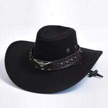 Nuevos sombreros de vaquero de gamuza artificial vintage de borde grande, sombrero de jazz para caballero y vaquera, sombrero de fiesta de vacaciones y cosplay - Marrón - Ver 7