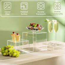White Acrylic Buffet Food Display Stand, 5-Sided Multifunctional Acrylic Sneeze Guard With Hollow Base, Suitable For Breakfast/Brunch, Buffets, Weddings, Parties - White - View 3