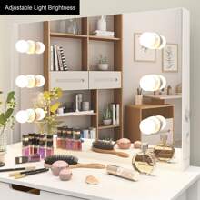 Sweiko Sweiko Coiffeuse avec miroir, tabouret de maquillage, coiffeuse avec 6 ampoules, blanc