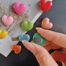 5/10 pièces Aimant réfrigérateur en forme de cœur de couleur Morandi, fixation de photos et messages, décoration de la maison - Multicolore - Voir 6