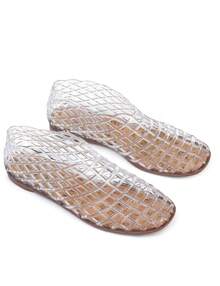 Blue Mesh Ballet Flats Shoes For Women Dressy Comfortable Jelly Ballerina Flats For Women HollowJelly Flats Clear Jelly Sandals For Women - 白色 - 查看 3