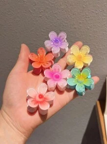 6 件可爱彩色迷你花朵发夹，女士和女孩发饰刘海夹，螃蟹发夹发夹发夹发夹发夹，爪夹