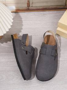 1 双纯色舒适时尚百搭抗起球防滑平底凉鞋 - 灰色 - 查看 6