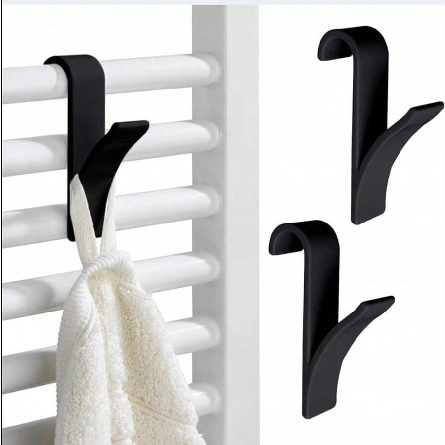10 Stück schwarze universelle bewegliche Heizkörper-Haken - Heizkörper Handtuchstangen-Haken für das Badezimmer, Mehrzweck Kleidung & Handtuchhalter, leicht zu installieren platzsparende Heizkörper-Haken geeignet für Badehandtücher, Handtücher, kleine Kleidungsstücke, vielseitige Heizkörper-Handtuchhaken mit stabilem Design, tragbare abnehmbare Heizkörper-Aufhänger ideal für Badezimmer, Küche, Waschraum