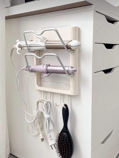 Suporte para modelador de cachos, suporte de parede para armazenamento, sem necessidade de furadeira, para banheiro, quarto, mesa, chapinha, modelador de cachos, com suporte para cachos, capa resistente ao calor, 1 peça, acessórios para banheiro, decoração de quarto