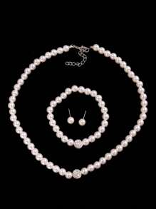 4pcs Faux Pearl Beaded Jewelry Set - White - View 8