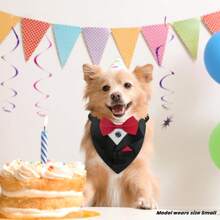 1 pieza Pañuelo de lujo y elegante para mascotas con moño y collar ajustable, diseño personalizado, apto para bodas y diversas fiestas - Multicolor - Ver 2