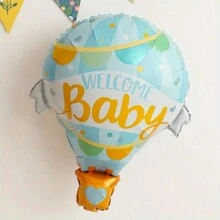 2pcs Red & Blue WELCOME BOBY Hot Air Balloon Shaped Foil Balloons, Gender Reveal Party, Birthday, Celebration Decoration, Atmosphere Background Layout, Indoor Decor, Party Supplies