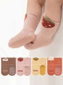 4 Pairs Cute Cartoon Pattern Baby Non-Slip Floor Socks - Multicolor - View 1