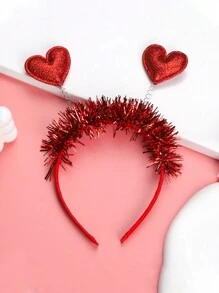 1 件儿童时尚发带，情人节红色亮片心形头带，派对和生日发饰 - 2顆大愛心髮箍 - 查看 1