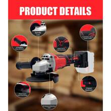 Cordless Angle Grinder For Milwaukee 18V Battery, Angle Grinder With 11000 RPM Brushless Motor, 3 Variable Speeds Grinders For Cutting, Griding, Polishing. - US A Type Plug(110-127V) - View 4