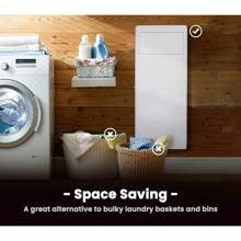 Built-In Laundry Hamper, Clothes Hamper With Lid Wall Laundry Basket, Wall Laundry Box, Great Space Saving Solution For Remodelled Baths, Kitchen - Whitelaundry Hamper,Washing Basketbathroom Organizer,Basket,Storage Basket,Foldable Laundry Basket - White - View 2