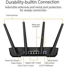 ASUS TUF Gaming AX3000 V2 Dual Band WiFi 6 Router 2.5Gbps Port Mobile Game Mode AI Mesh Adapt QoS  Internet Security Gear Accelerator - WIFI6AX3000TUFgaming - View 9