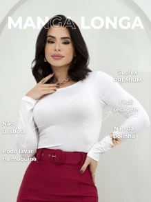 Kit 2 Women's Long Sleeve Blouse Cold Weather Round Neck Winter - Black and White - View 8