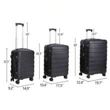 3 Piece Luggage Set Expandable Suitcase Spinner Carry-On Luggage Travel Black - Apricot - View 1
