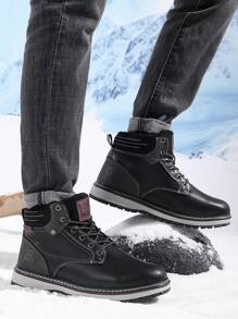 Botas Hombre Invierno Cálido Forradas Botines Moda Botas Nieve Antideslizante Nieve Clásico Piel Trekking Senderismo Talla 41-46