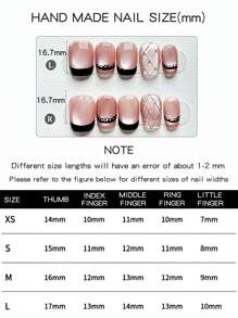 10pcs/Set Handmade Short Trapezoid-Shaped Nail Tips With Lace Trim Black Plaid, Glossy Yuzu-Color Chameleon Effect, Fashion & Versatile Luxurious Minimalist Style, Suitable For Women And Girls Daily Wear, Includes Full Nail Set Nails
