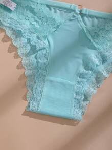 10 条装 女士性感蕾丝镂空比基尼内裤冰丝无缝三角裤舒适透气内衣 - 彩色 - 查看 5