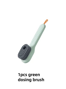 1 Peça Escova Líquida Branca e Verde, Multiuso para Lavagem de Roupas e Sapatos, Escova Dosadora Líquida Multifuncional com Tampa Verde Transparente, Escova para Sapatos, Escova para Tecidos, Escova de Cerdas Macias para Casa, Estilo de Escova Aleatório