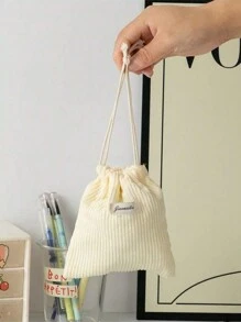 1 Piece Set Of Solid Color Corduroy Travel Skincare Drawstring Storage Bag, Cosmetic Bag, Underwear, Clothing Storage Bag, Hygiene Bag, Excursion Essentials, Travel Storage Set, Box Set, Luggage Storage Bag Set, School Supplies, Dormitory Essentials, Room/Bedroom Decoration Box, Clothing Storage Bag - Multicolor - View 24