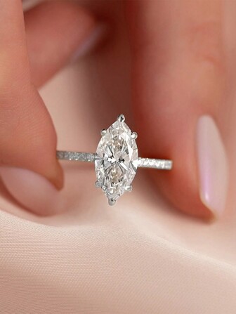 1pc 925 Sterling Silver 2 Carat Brilliant Marquise Cut Engagement Ring, Wedding Ring, Women's Promise Ring, Eternal Ring, Exquisite Jewelry Gift