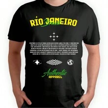 Playera Negra Hombre Río de Janeiro Brasil Casual 100% Algodón - Negro - Ver 3