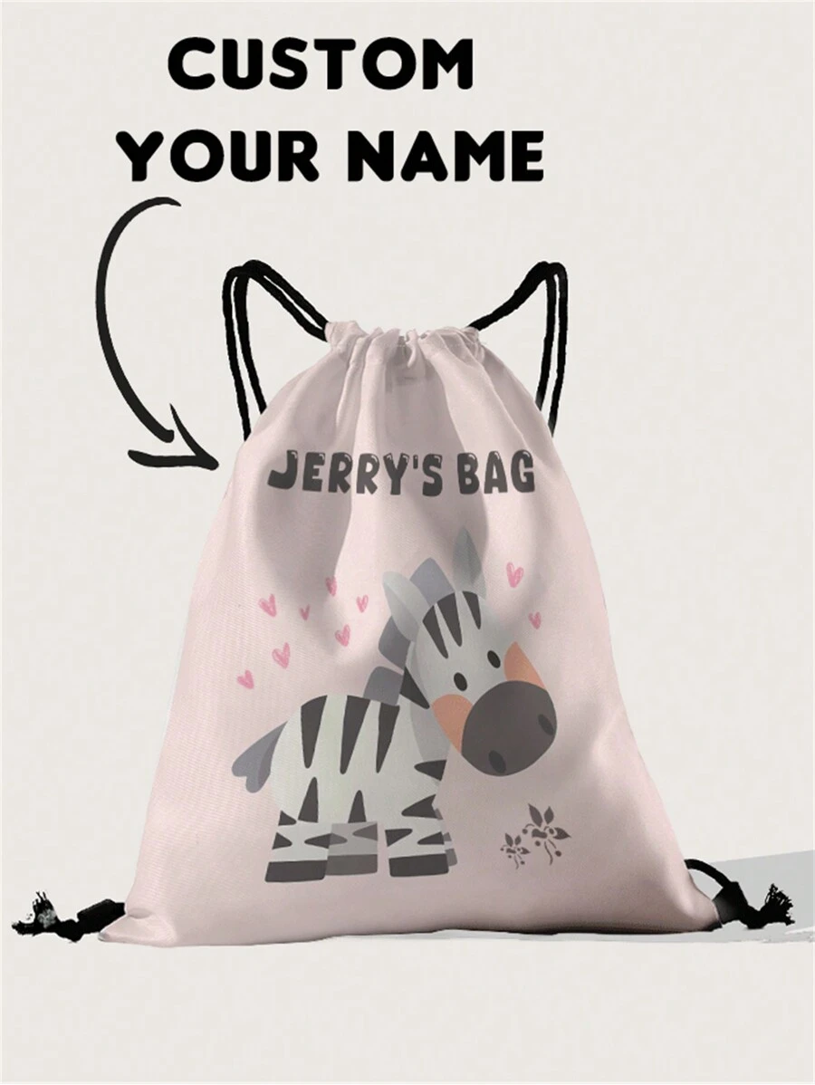 1pc Customized Name Pattern Drawstring Backpack, Can Be Customized According To Your Unique Design, Perfect For Children, Boys, Girls, Print Your Own Name Or Print Your Sister's And Classmates' Names As A Gift To Give To Others - Multicolor - View 1