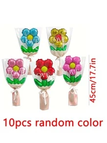 10 个/包随机颜色心形气球花束装饰适用于母亲节、婚礼、告白日、单身派对、新年、生日派对 - 彩色 - 查看 6