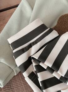 2pcs/Set Baby Boy Pear Embroidery Sweatshirt And Pants Set, Spring & Summer - Olive Green - View 8