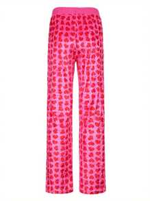 Female Short Coat, Heart Print Long Sleeve Tops With Zipper And Pockets For Spring Fall, Red, S/M/L - Red Pants - View 8